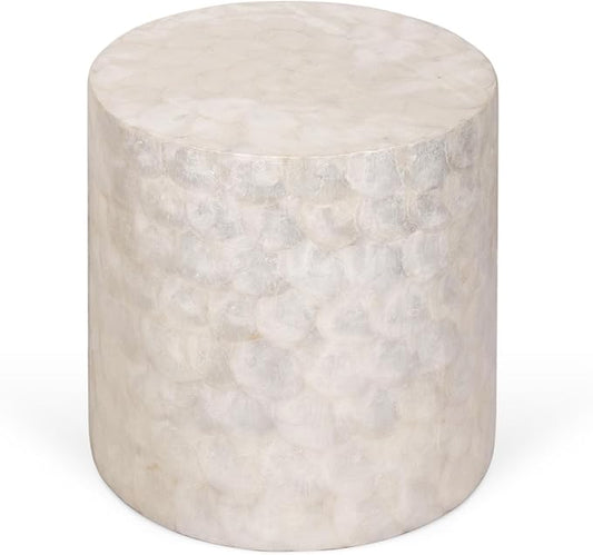 East at Main Capiz Shell Side Table – White Accent Table, Small Decorative by EastatMain