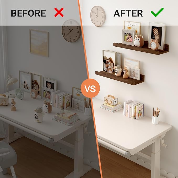 Floating Shelves for Wall, 16 inch Wood Floating Shelves Set of 2, Picture - Image 7