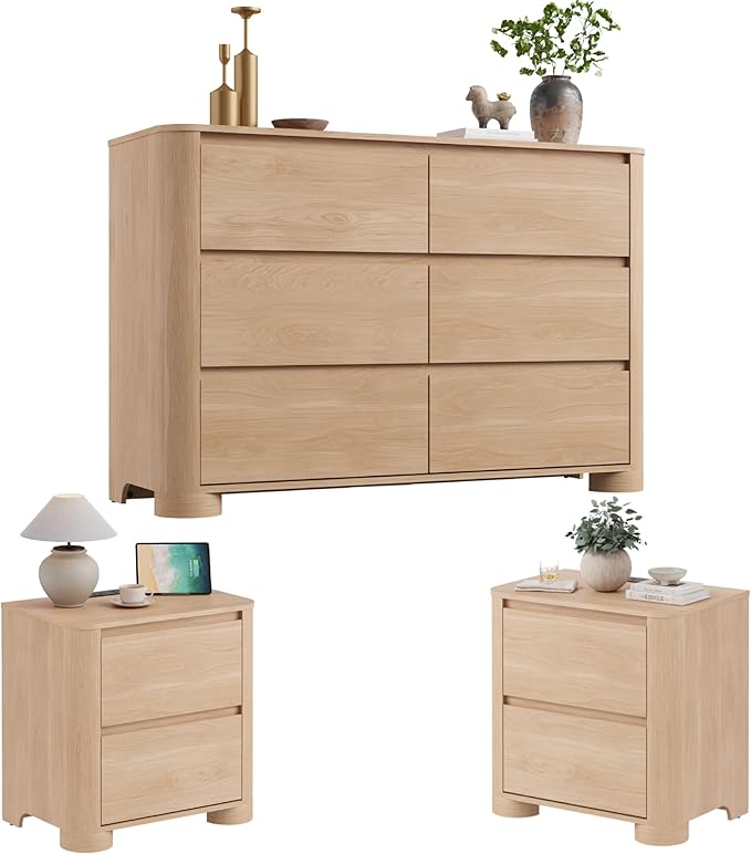 YANSNWO Modern Minimalist Dresser and Nightstand Sets 3 Piece Bedroom Set by YANSNWO