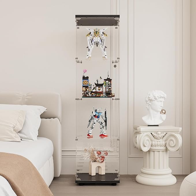 Display Cabinet with Glass Door and Lock, 4-Shelf Fast Installation Curio - Image 6