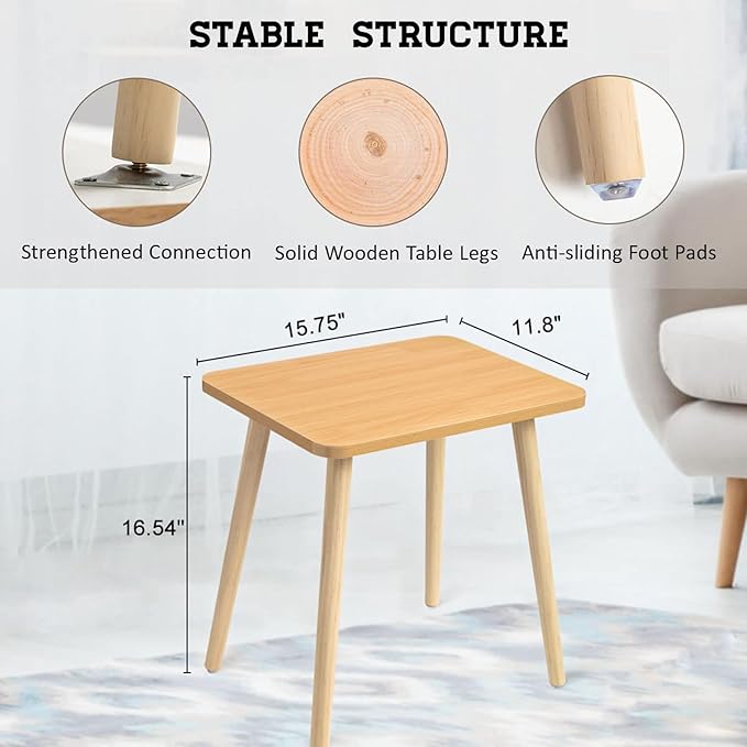 FORAOFUR Side Table, Modern Small End Table, Wood Nightstand - Image 3