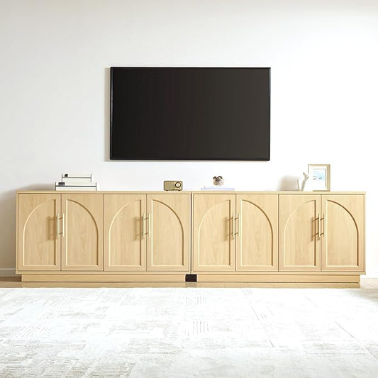 Large 59" Sideboard Buffet Cabinet & TV Stand Set of 2, Modern Arched Credenza by Fatmok