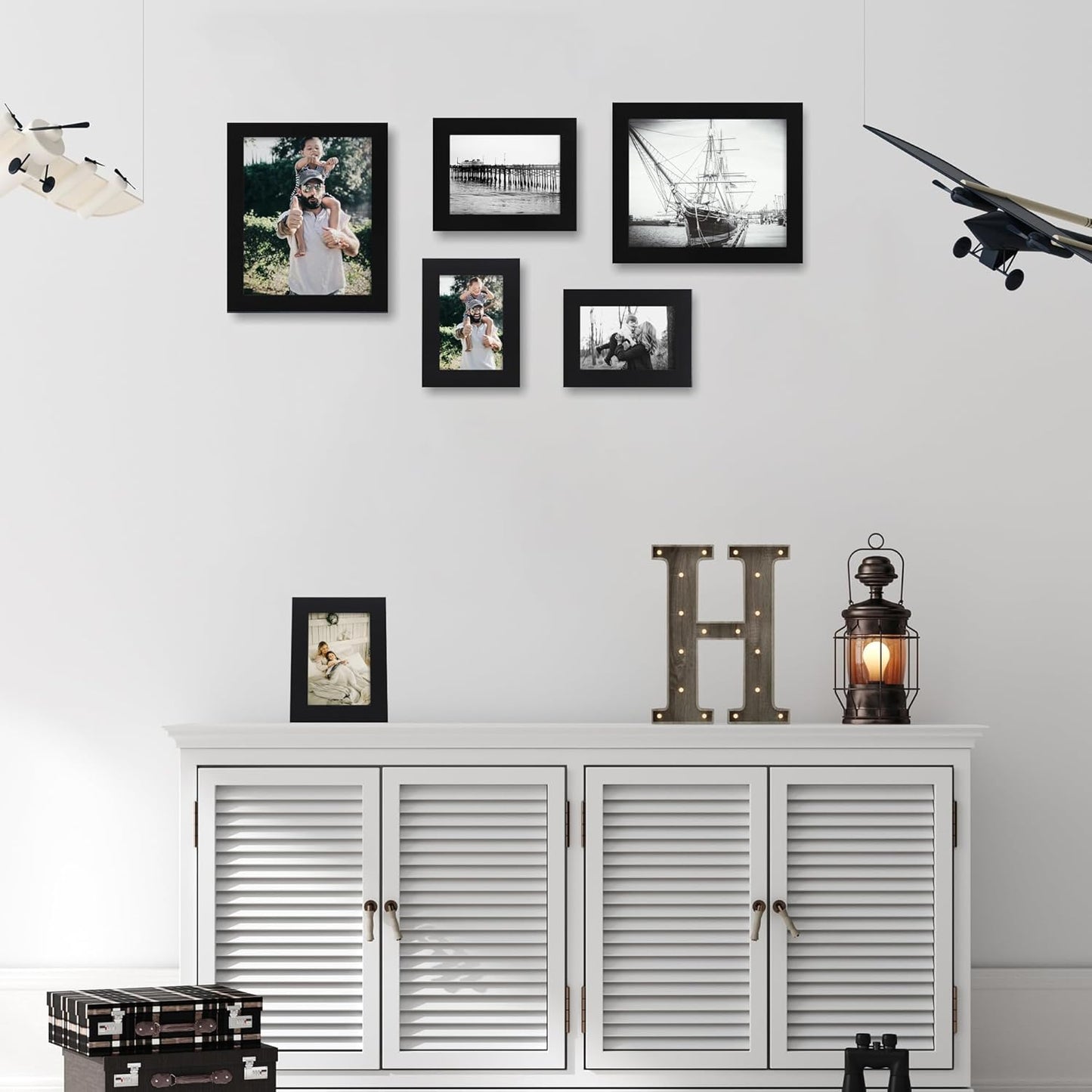 8.5x11 Picture Frame Set of 4, Wood Black Certificate Frame with Real Glass, Photo Frames 8.5 by 11 Diploma Document for Wall Hanging and Tabletop Display