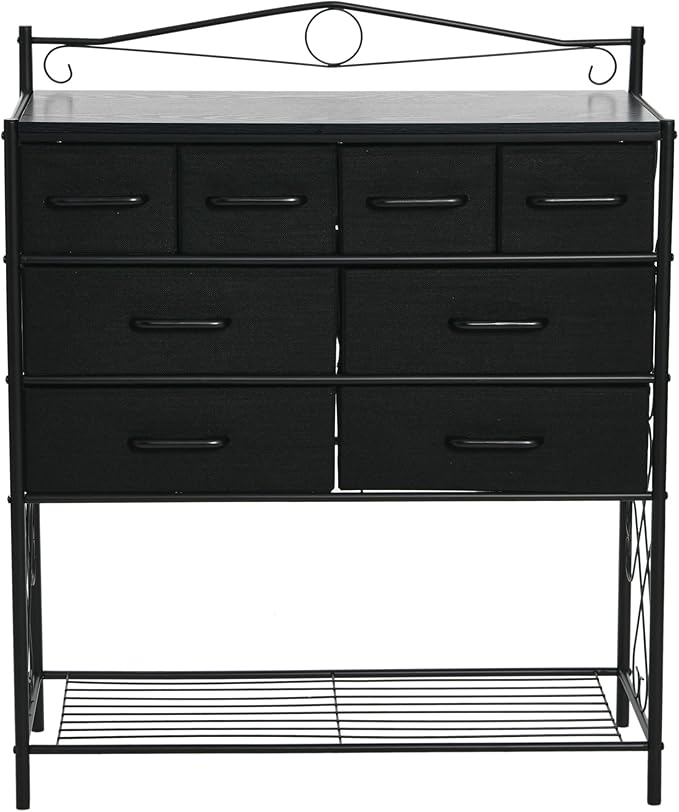 Household Essentials Black Oak & Iron Apothecary 8-Drawer Sideboard - Image 4