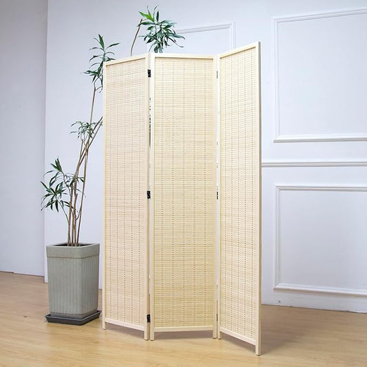 Furnnylane 3 Panel Room Divider and Folding Panel Screen, Bamboo Panel Divider by Furnnylane