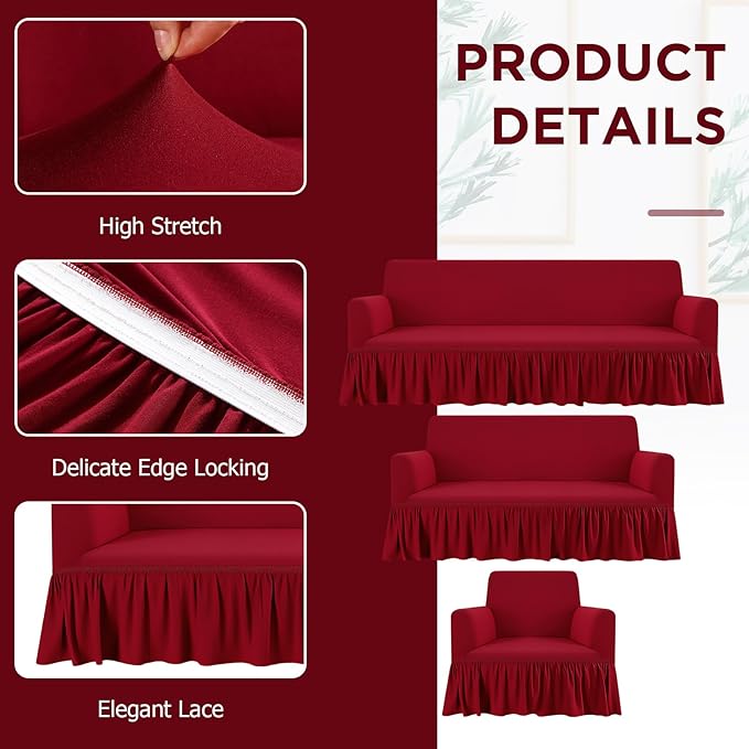 Fanfanwin 3 Pcs Sofa Slipcover Set - Image 3