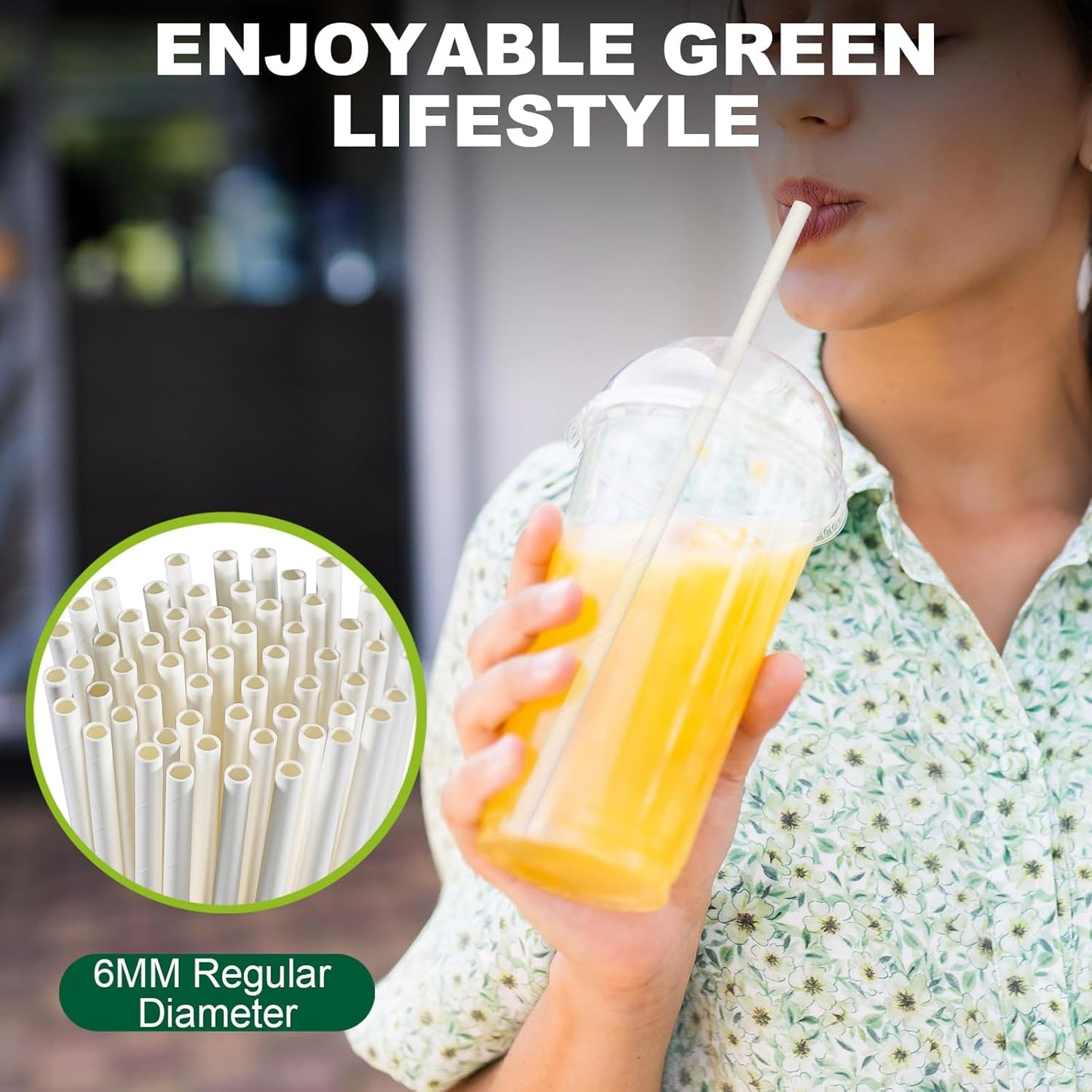 10.25" x 0.24‘ Long Disposable Paper Drinking Straws Bulk - Unwrapped, Dye-free White [600 Counts]