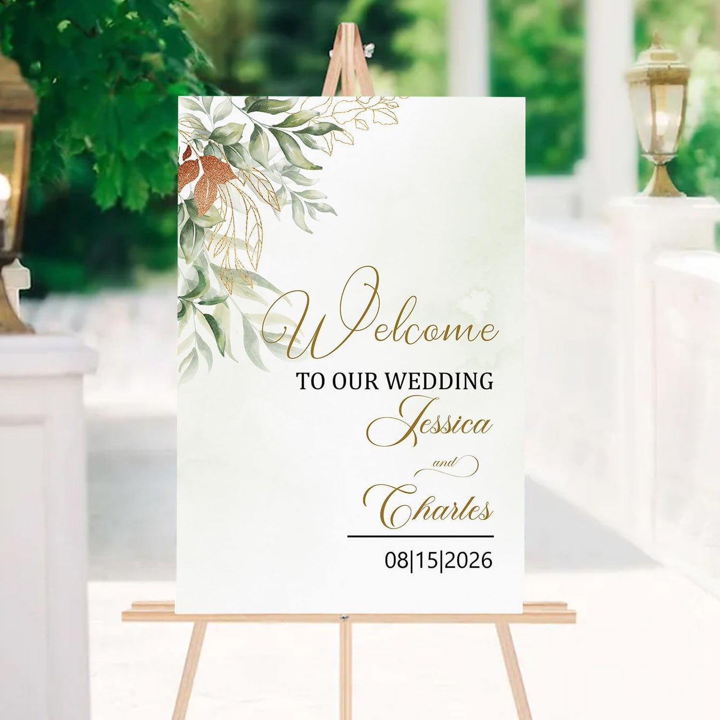 Eucalyptus Wedding Welcome Sign Template, Greenery and Gold Printable Sign for Reception, Custom Wedding Board