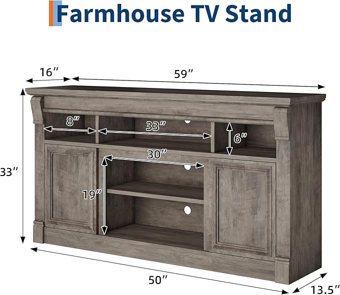 IDEALHOUSE Farmhouse TV Stand for TVs Up to 65", Entertainment Center - Image 6