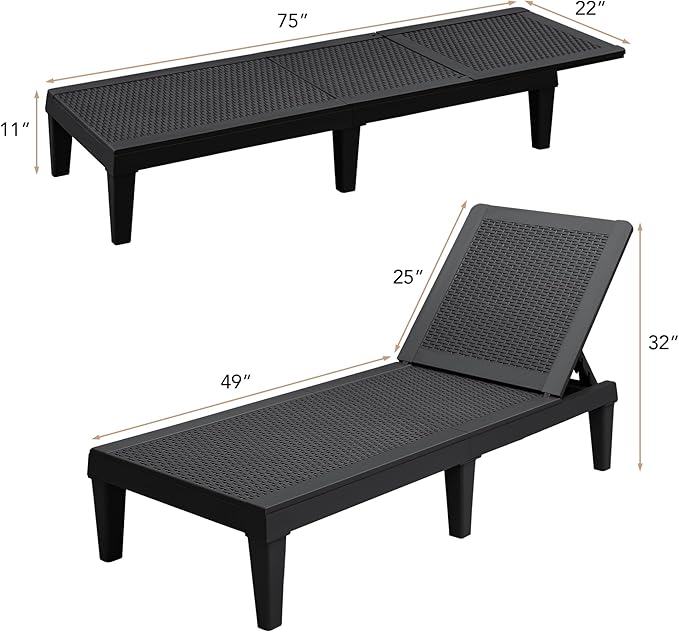 Devoko Outdoor Chaise Lounge Chair Set of 2 - Image 3
