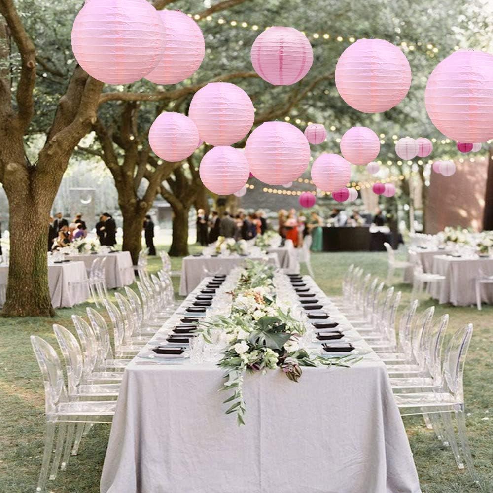 BEISHIDA Pink Round Paper Lanterns Hanging Decorative Chinese Paper Lanterns Lamp for Valentine Birthday Wedding Party Decoration and Baby Bridal Shower（10 Packs）