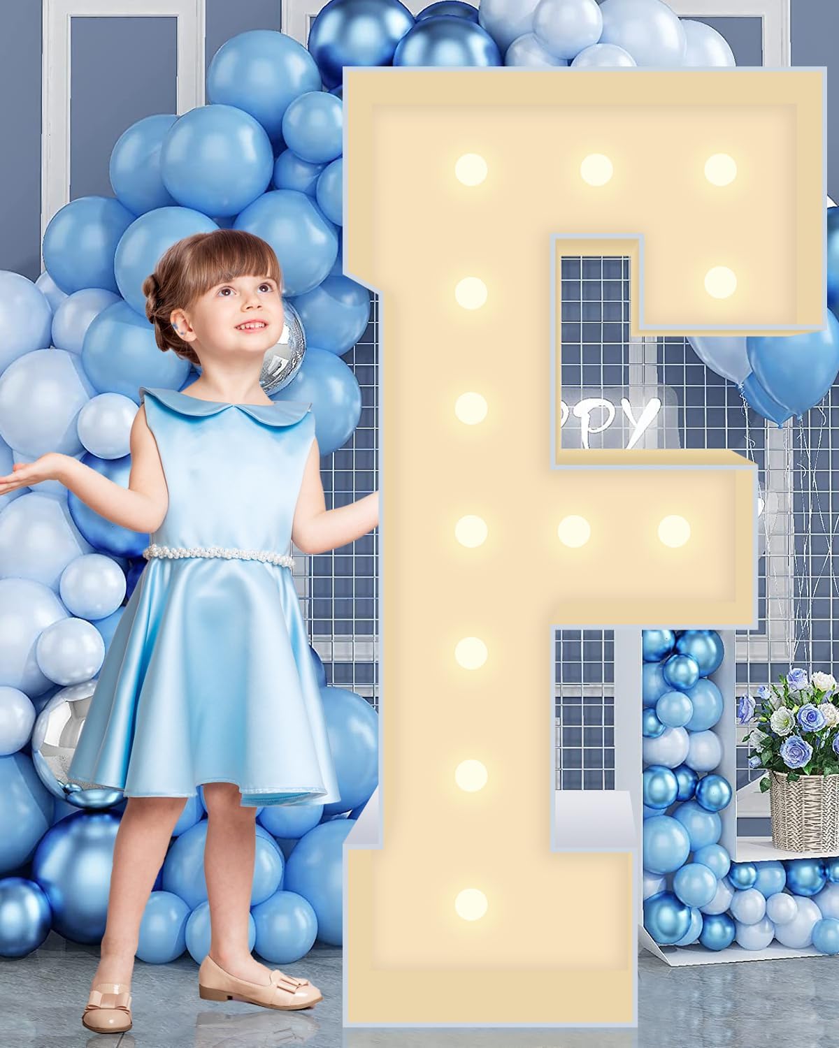 4FT Marquee Plastic Letters F - Light up Letters F Are Made from Corrugated Plastic Board - Quick Assembly Without Tools, Disassembled Components Can Be Used for Garage Sale Signs, Yard Sale Signs