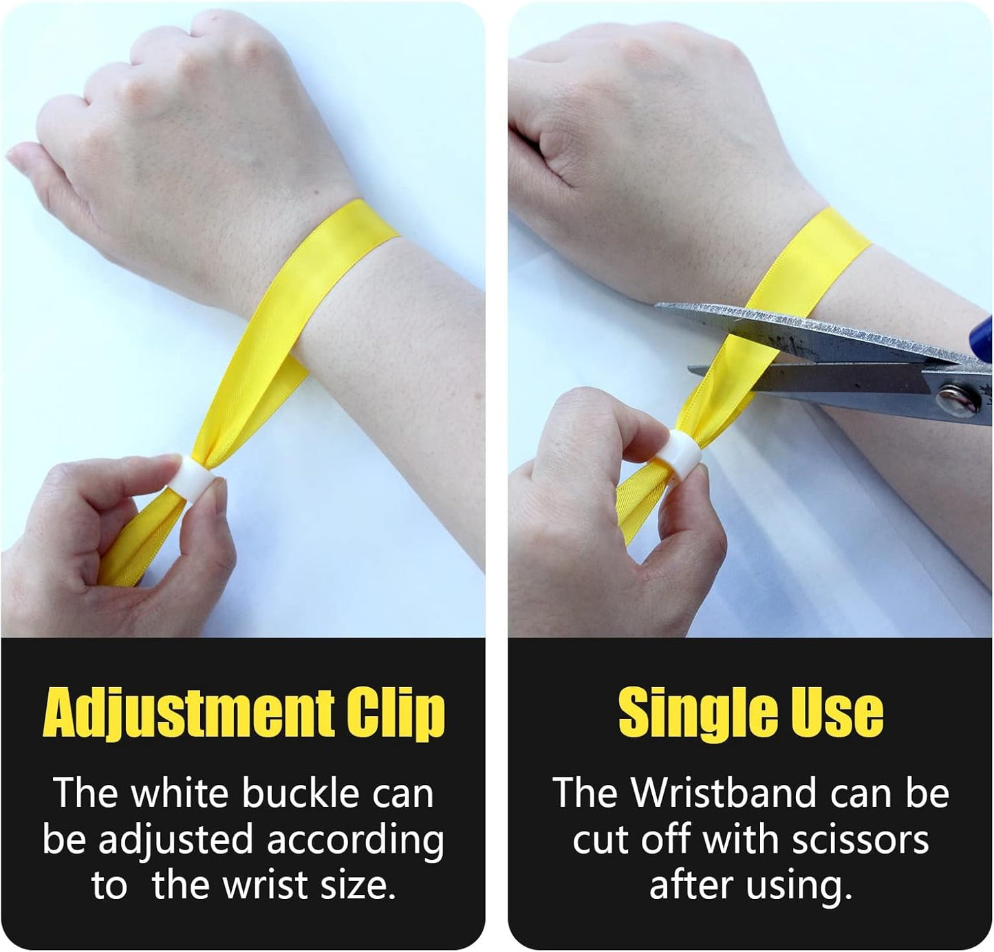 Green-Power America 100 Pcs Cloth Event Wristbands, Event Wristbands, Colored Wrist Bands for Events, for Lightweight Concert Wrist Strap for Activities, Party Bracelets for Events (Color : Yellow)