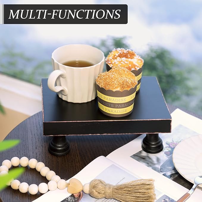 EOSAHR Modern Pedestal Stand for Kitchen Decor : Decorative Wood Riser for - Image 3