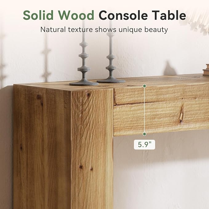 Solid Wood Console Table, 63-Inch Farmhouse Sofa Table Behind Couch - Image 5