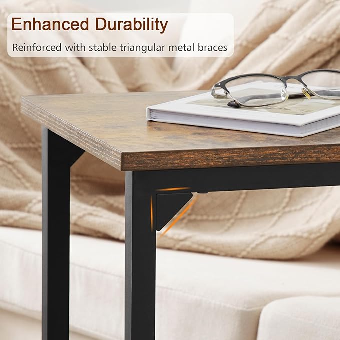 AMHANCIBLE C Shaped Side Table, End Tables Living Room Set of 2, Slide Under - Image 7