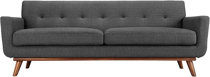 Modway Engage Mid-Century Modern Upholstered Fabric Sofa in Gray - Image 3