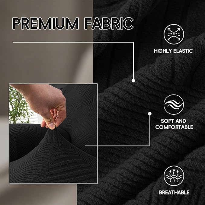 5-Piece Recliner Sofa Covers, Stretch Geometric Strokes Jacquard Recliner Sofa - Image 3