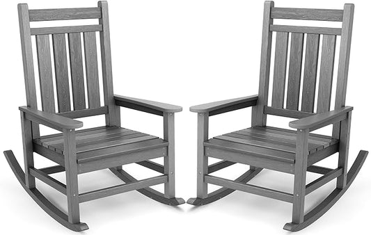 SERWALL Outdoor Rocking Chair Set of 2, HDPE Rocking Chair by SERWALL