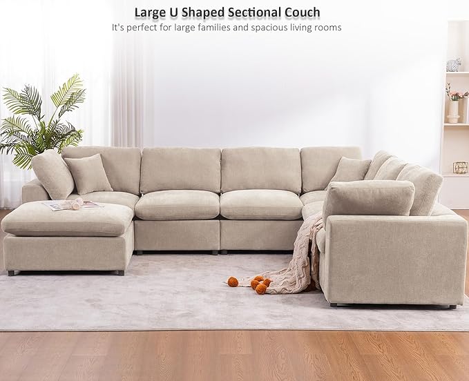 Oversized Modular Sectional Sofa Couch, Large 7 Seater Corner Sofa Modern U - Image 5