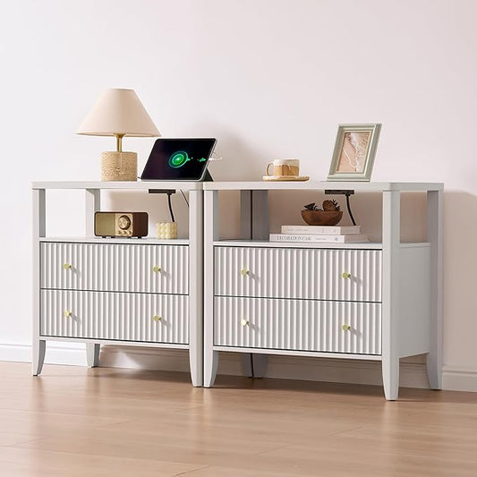 Set of 2 Fluted Nightstands by Fatmok