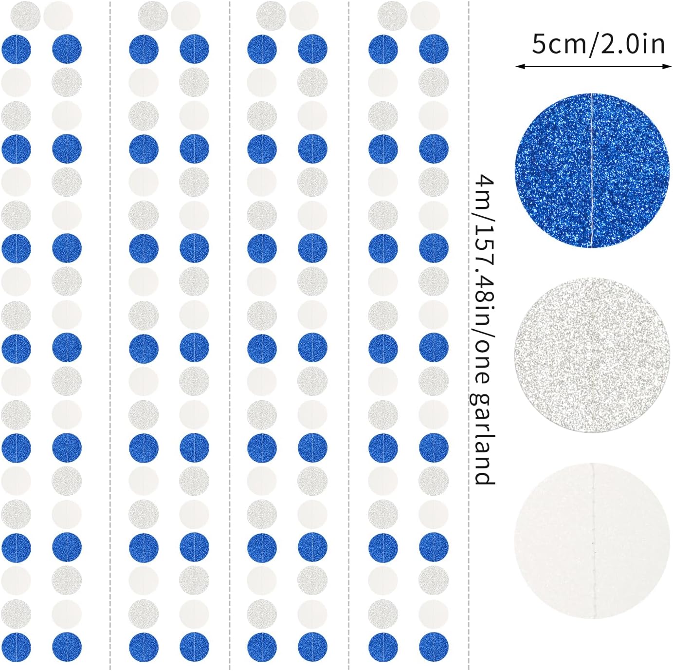 Navy-Blue White-Silver Birthday Party-Decorations Streamers - 52FT Graduation Hanging Paper Garland Banner,Baby Bridal Shower Wedding Engagement Bachelorette Supplies Backdrop Decor Hugtmr