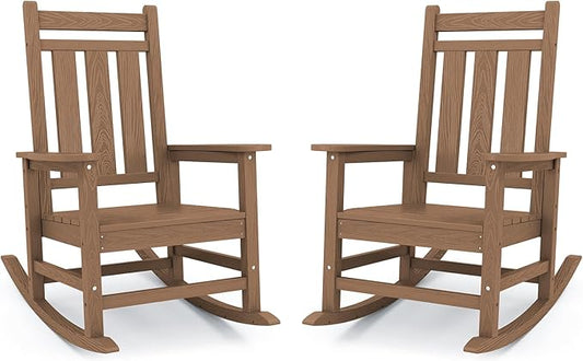KINGYES Oversized Outdoor Rocking Chair Set of 2, All-Weather Patio Rocking by KINGYES