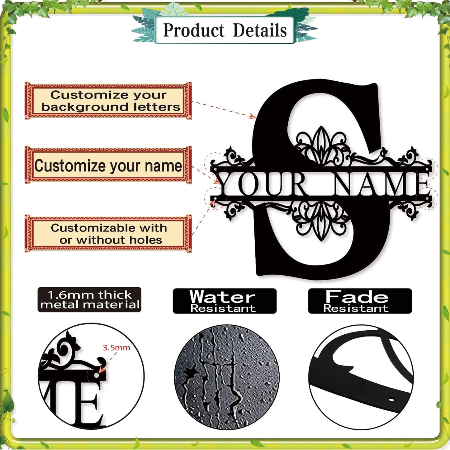 Personalized Metal Name Sign - Outdoor Name Sign - Last Name Signs - Custom Metal Monogram Sign - Metal Signs - Family Name Sign - Split Letter Metal Sign - Name Wall Decor - Monogram Gifts