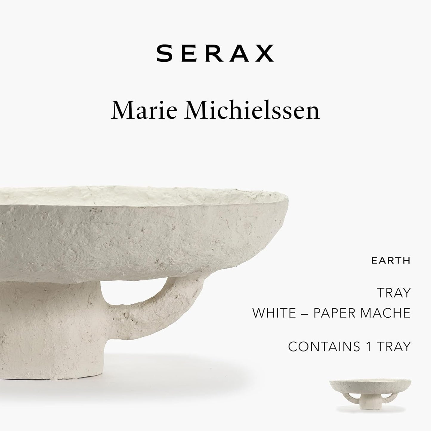 Serax Decorative Tray | Earth interior accessories by Marie Michielssen | Paper Mache Table Decor and Food Display | Round Home and Kitchen Organization | Hosting Essentials | White Trays for eating