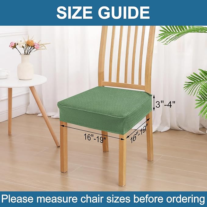 Smiry Waterproof Seat Covers for Dining Room Chairs Set of 6, Stretch Jacquard - Image 2