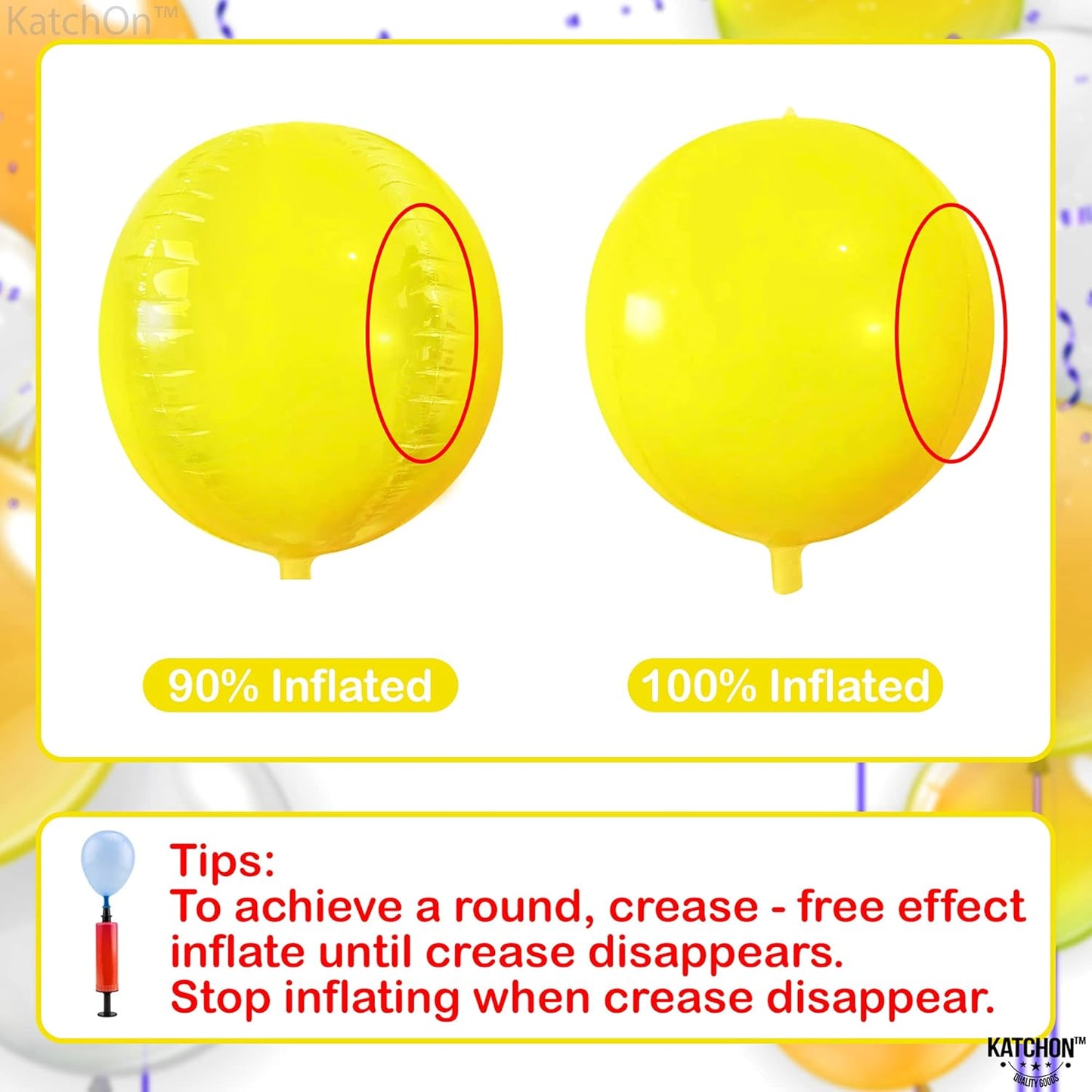 KatchOn Huge Mylar Balloons - 22 Inch, Pack of 6 | Large Yellow Foil Balloons for Sunflower Birthday Party Decorations