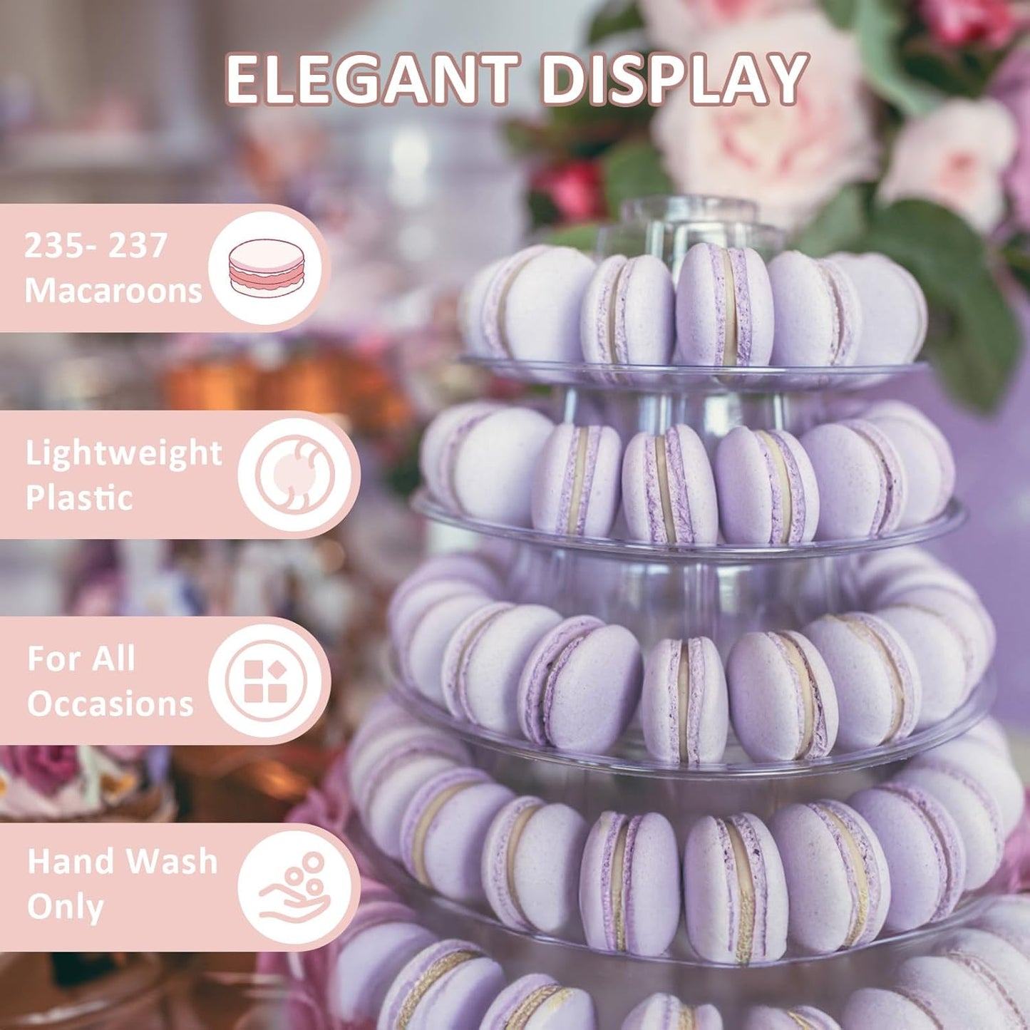10 Tiers Macaroon Tower Stand, Round Macaron Tower Cake Display Rack Plastic Cupcake Stand Macarons Desserts Serving Tray for Birthday Wedding Party Decor (10 Tiers)