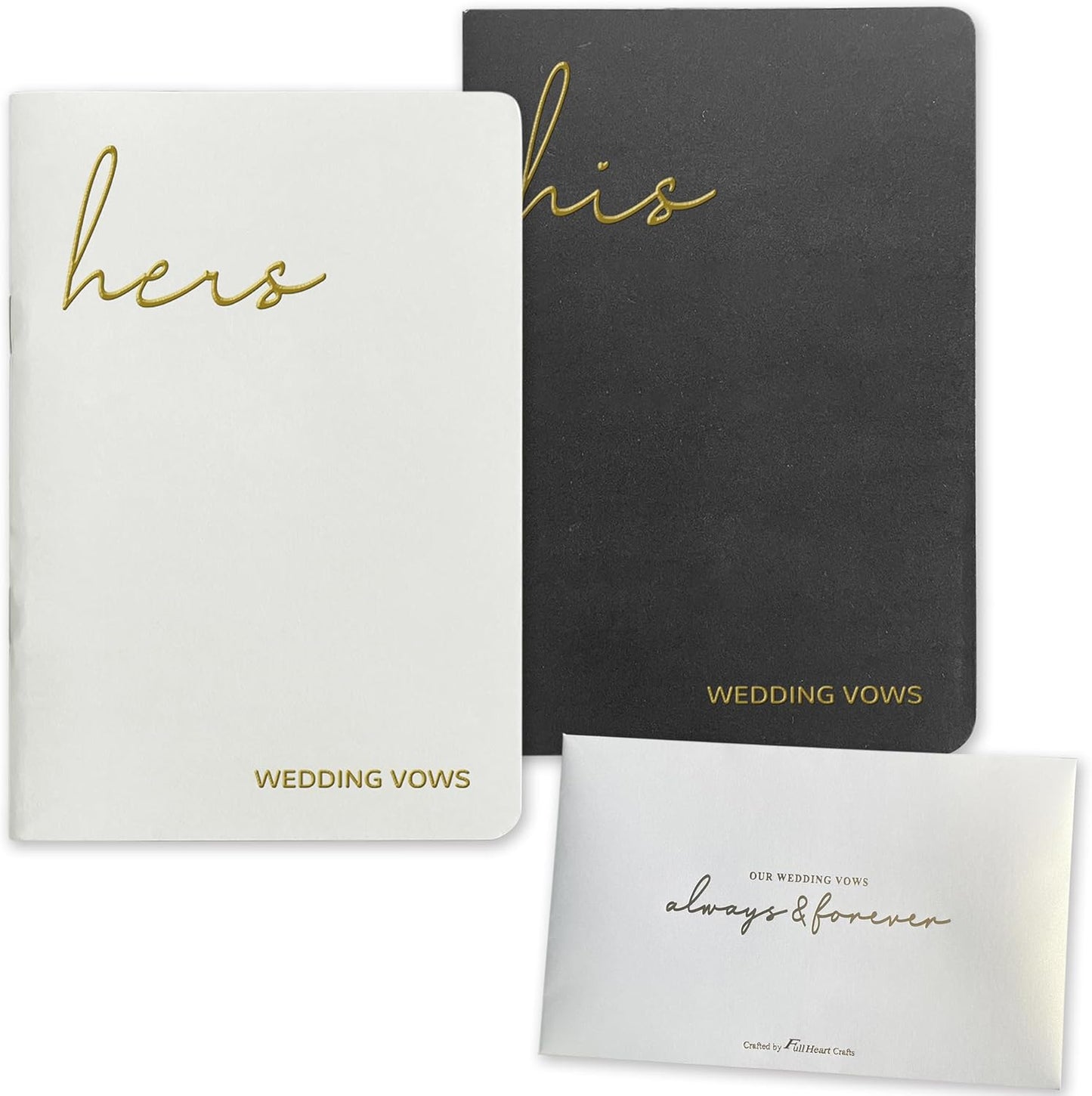Vow Books His and Hers Wedding Vow Books with Soft Touch Gold Foil Engraving Wedding Essentials Wedding Accessories(XZ-HH-Black)