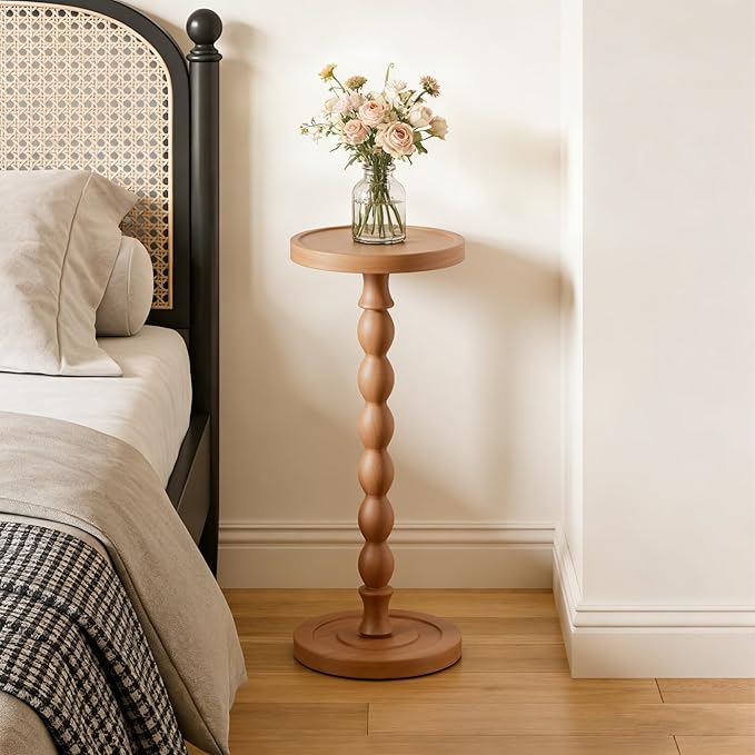 Solid Wood Drink Table, Rubber Wood‌ Small Round Side Table - Image 6