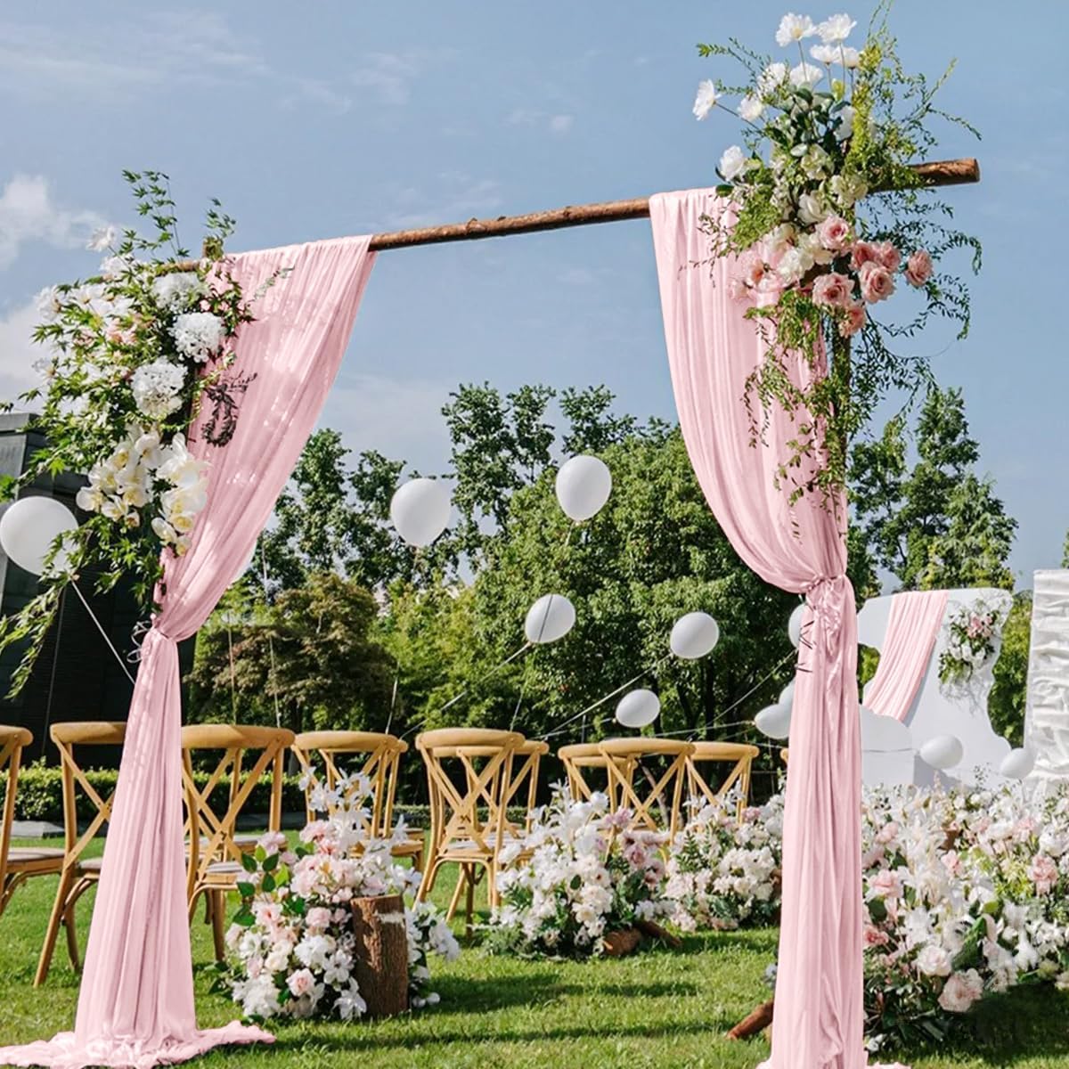 Pink Wedding Arch Draping Fabric 29" x 20 FT Blush Drapes for Backdrop Sheer Curtains Wedding Drapes for Romantic Bridal Baby Shower Decorations Ceremony Birthday Party Fall Outdoor Events