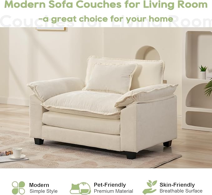 Oprisen Modular Sectional Sofa, Comfy Cloud Couch Sectional Sofa, Chenille Sofa - Image 7