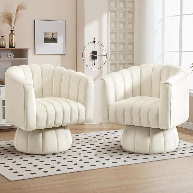Swivel Accent Barrel Chair Set of 2- Cute Comfy Small Round 360° Arm Chair - Image 7