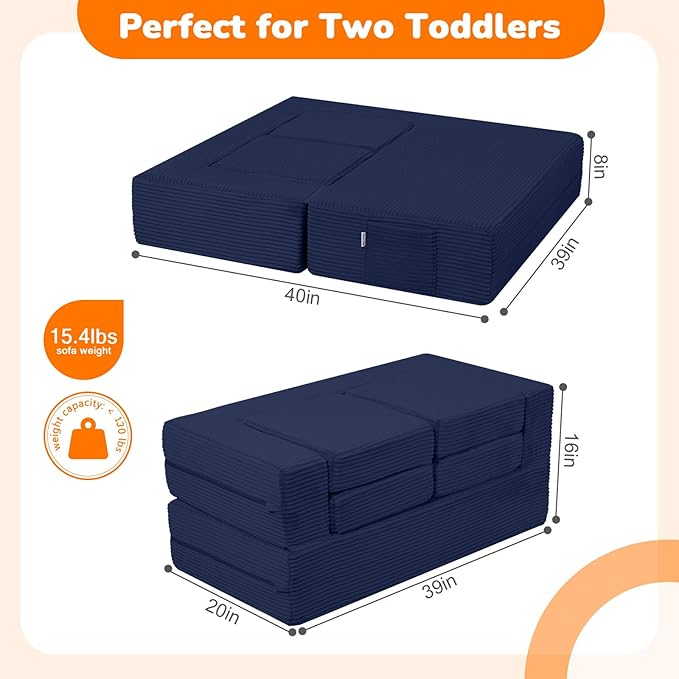 MeMoreCool Modular Kids Couch, Corduroy Play Toddler Couch - Image 3