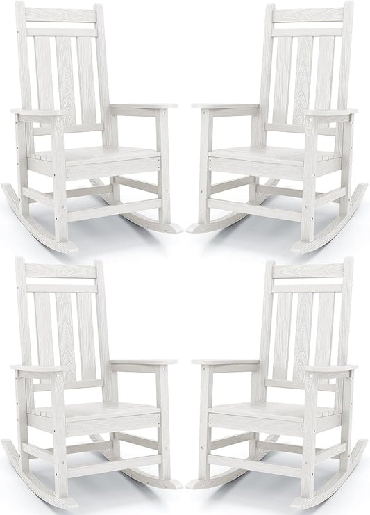 KINGYES Oversized Outdoor Rocking Chair Set of 4, All-Weather Patio Rocking by KINGYES