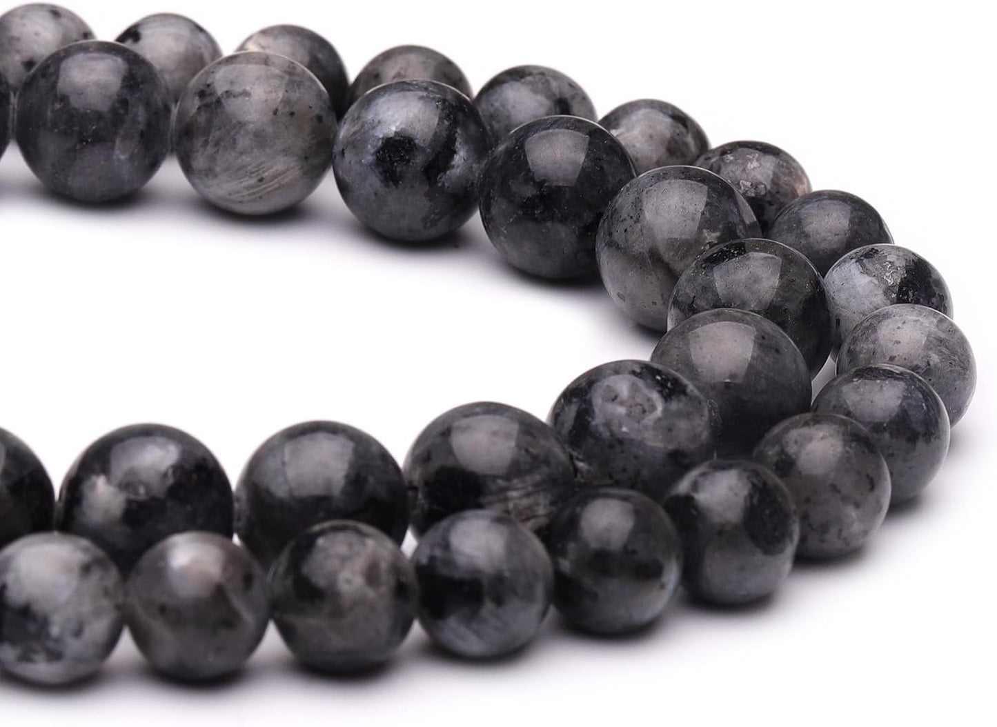 10mm Natural Stone Beads for Jewelry Making,Larvikite Labradorite Polished Smooth Round Gemstone Beads for Bracelet Necklace 15 Inch