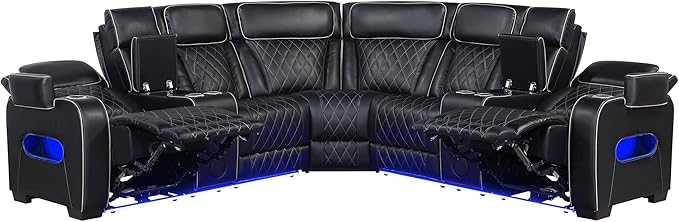 Lexicon 118" Power Reclining Sectional Sofa, Wall Hugger, 2 Recliner Seats - Image 16