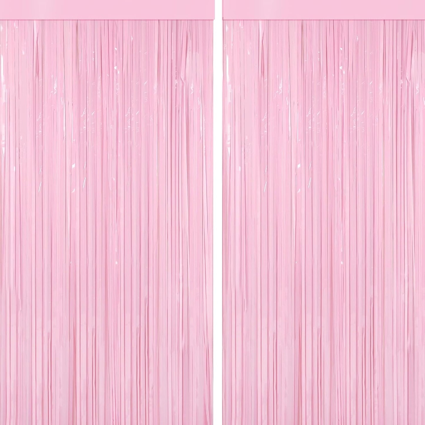 4 Packs Pastel Pink Foil Fringe Curtain, Baby Pink Metallic Tinsel Backdrop for Birthday, Wedding, Baby Shower, Princess Bachelorette Cowgirl Bow Party Decorations Supplies