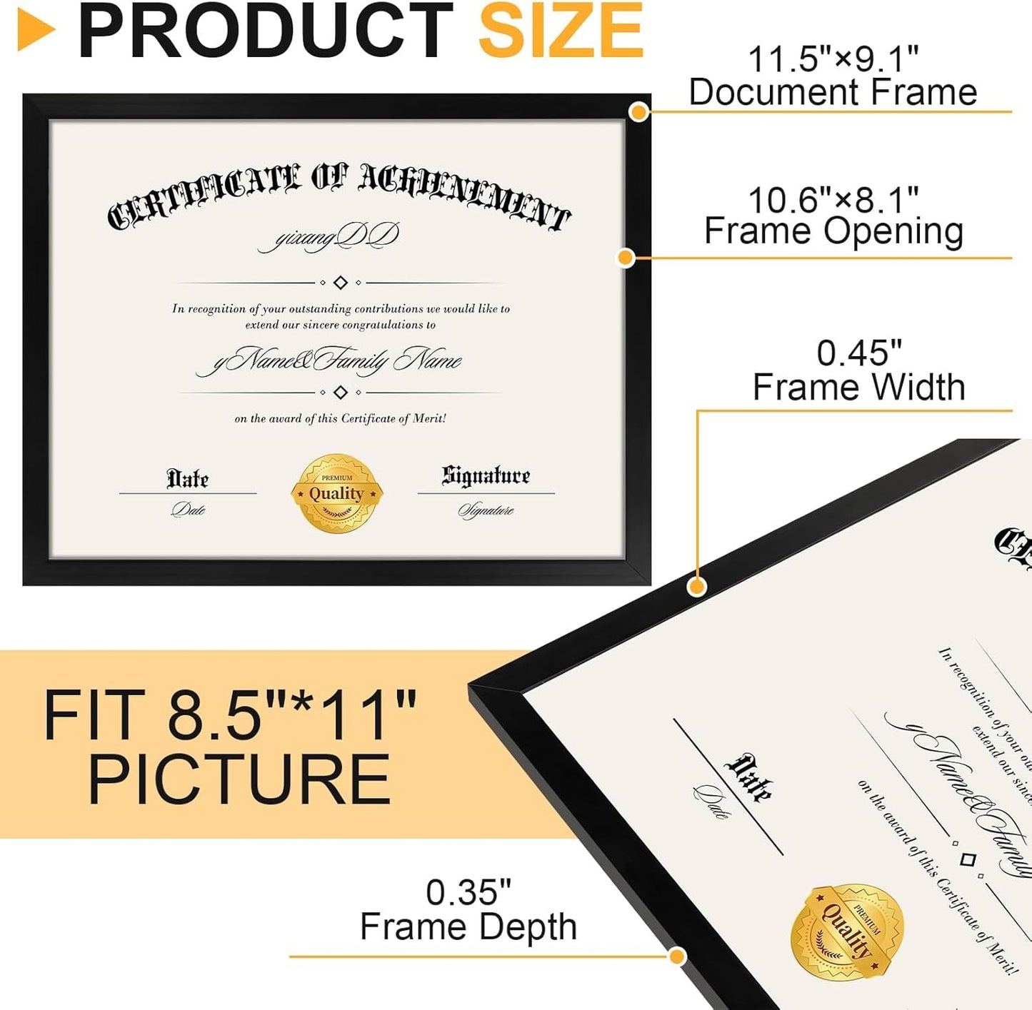 YixangDD 20 PACK Certificate Frames 8.5 x 11, Black Diploma Frame Document Frame with Clear Plexiglass, Picture Frames for Tabletop and Wall Display