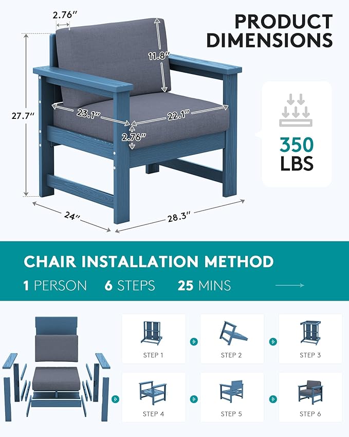 SERWALL 2 Pieces Single Cushioned Lounge Chair - Image 2