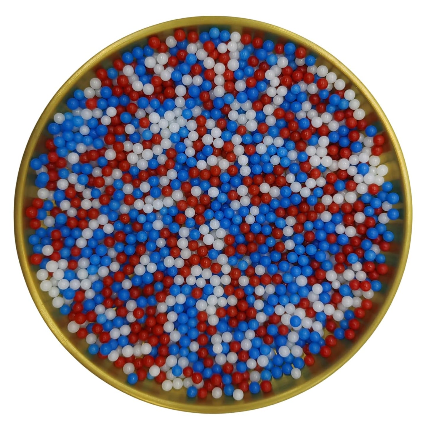 Edible Red & Blue & White Pearl Sugar Sprinkles Candy 4mm Mini Pearls Cake Decorations Cupcake Toppers Cookie Decorating Perfect for Wedding Party Valentine Halloween Christmas Supplies 3OZ