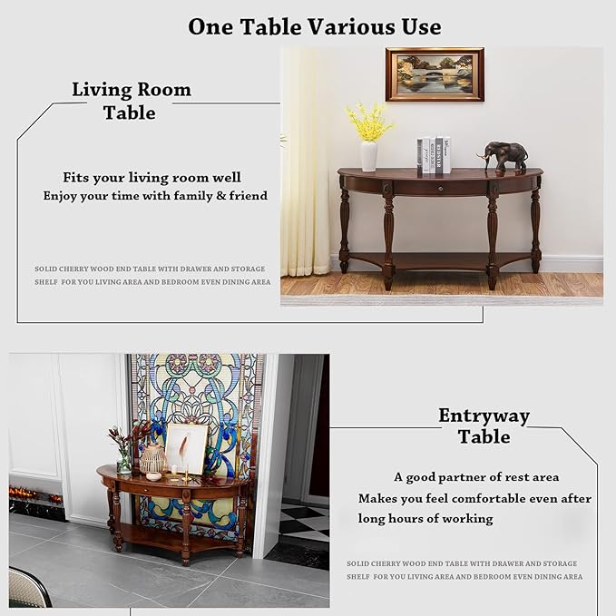 Solid Wood Oval Console Table - Image 5