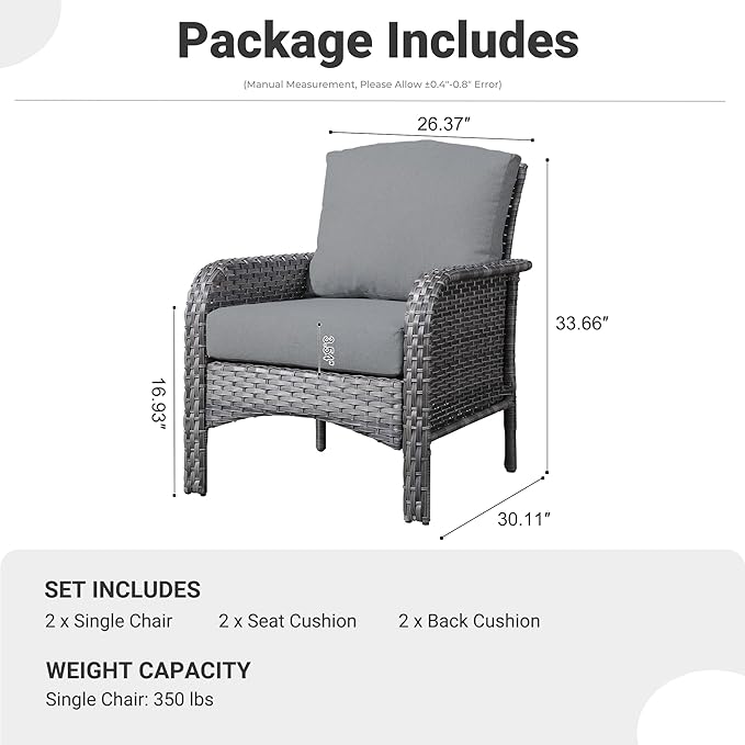 ovios 2-Piece Patio Furniture Set, Outdoor Wicker Sofa - Image 8