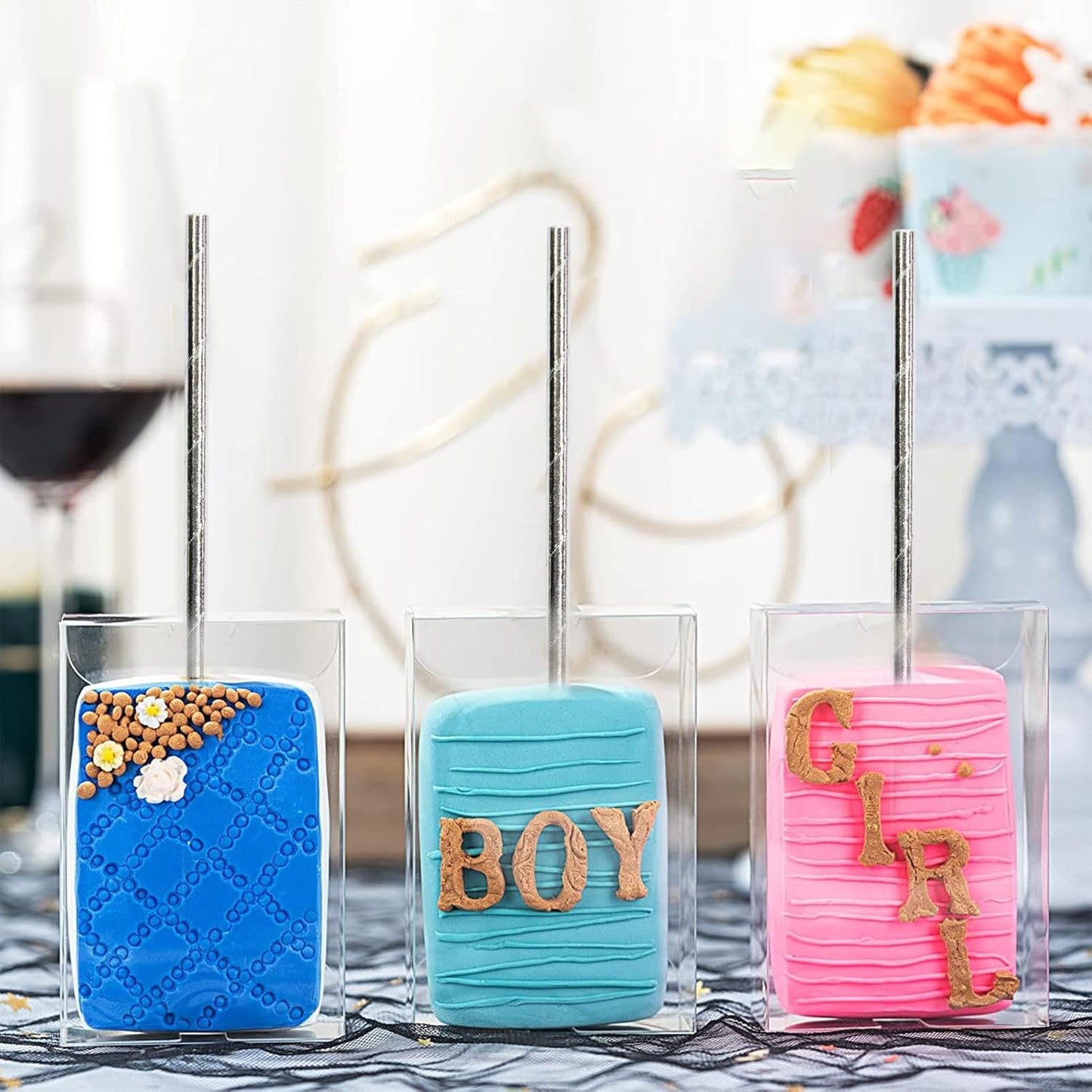 7.75" x 0.24" Silver Disposable Paper Drinking Straws for Cocktails, Party, Wedding, Bars, Restaurants, 100 Counts