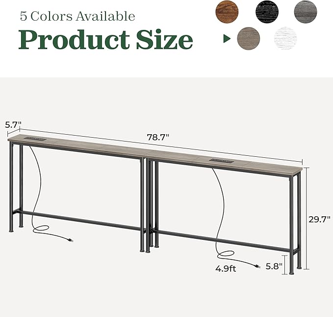 SUPERJARE 78.8 Inch Narrow Console Table - Image 3