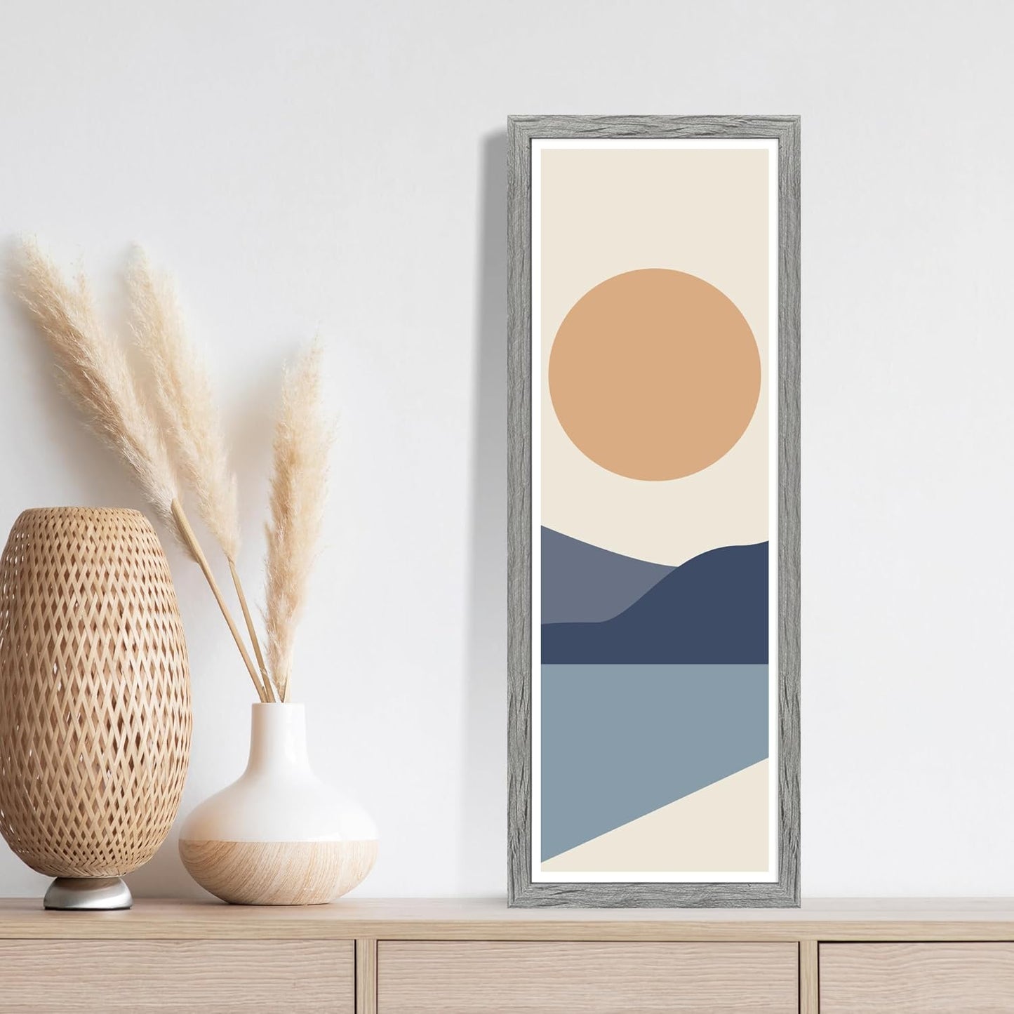 12x36 Picture Frame 2 Packs, Real Glass and Grey Wood Frame, Display Collage Pictures Twelve 4x6 With Mat or Pennant 12 x 36 Without Mat - Horizontal or Vertical Wall Mounting